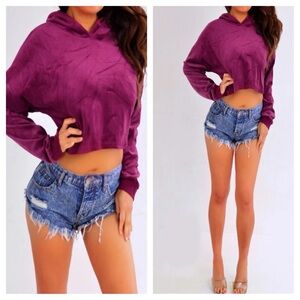 Ambiance Plum Cropped Hoodie
